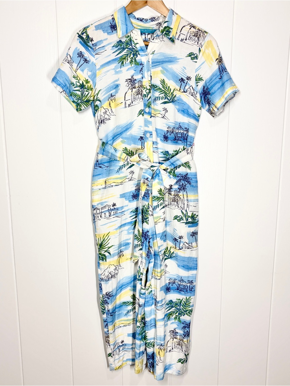 Tori Richard Honolulu Postcards Kit Jumpsuit Size XS Hawaiian Tropical